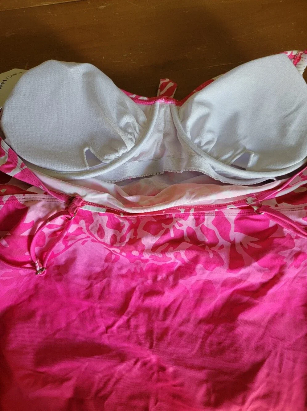 Plus Size Floral Pink Tie-Front Tankini Top & Skirt Swim Set